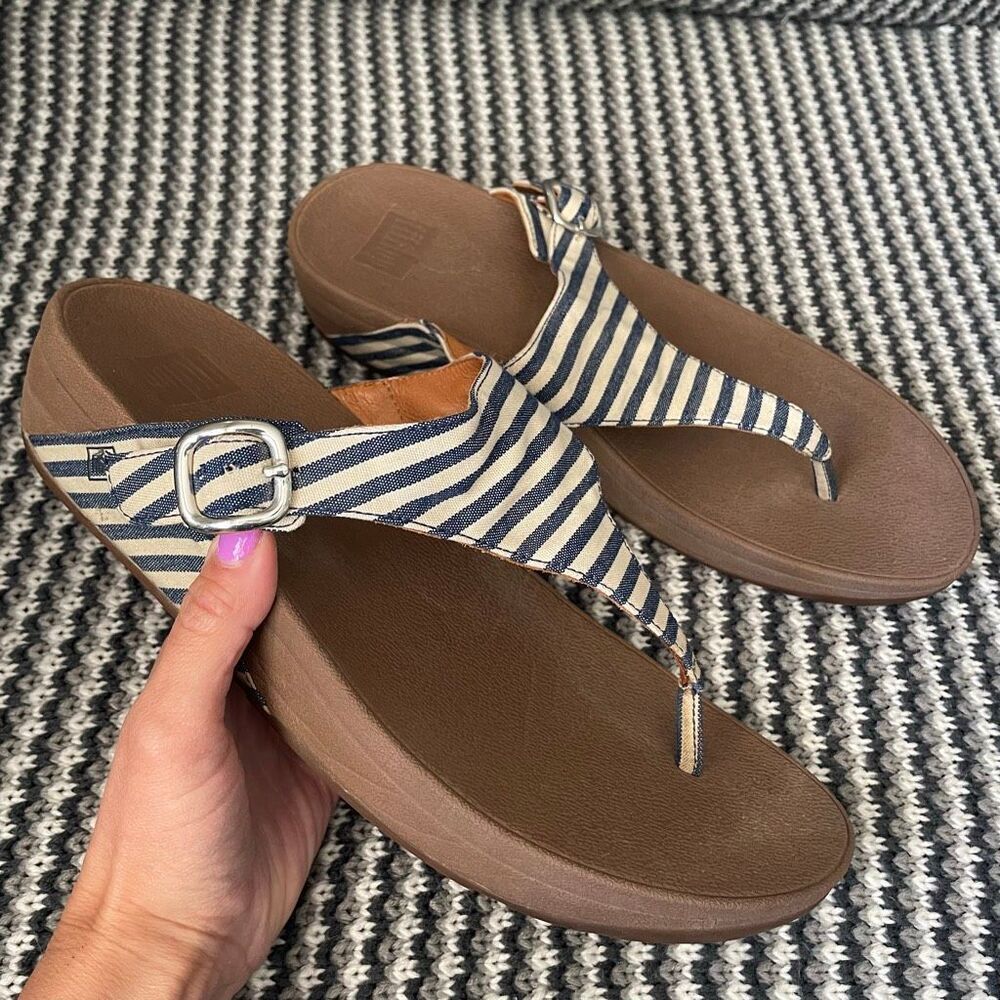 Fitflop striped flip flop sandal women’s shoe size 10